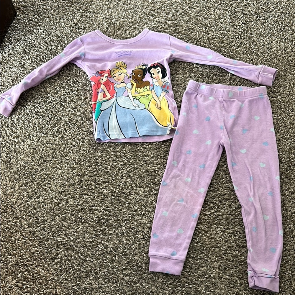 5T Disney princess toddler girl pajama set matching long sleeve top and pants